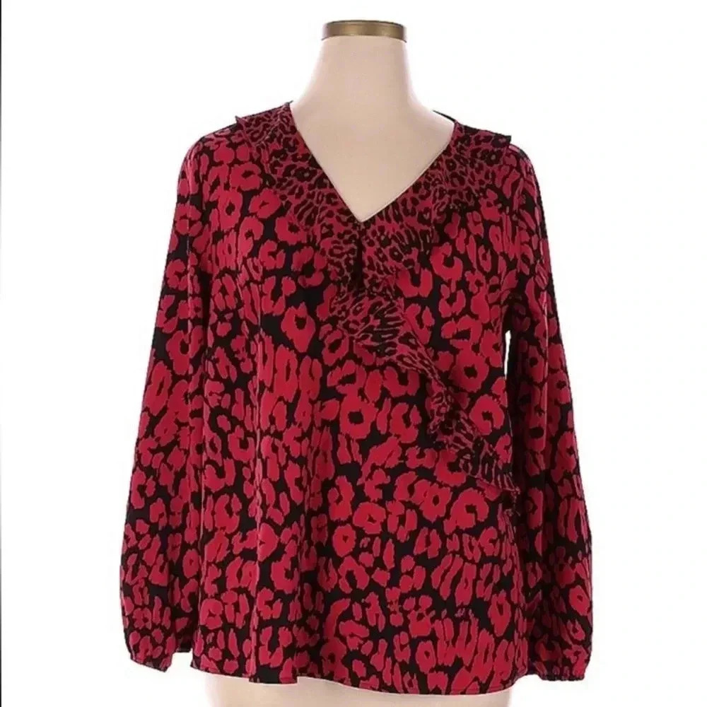 Lane Bryant Animal Print Long Sleeve Top‎ 14
